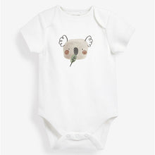 Load image into Gallery viewer, White Safari Character 5 Pack Short Sleeve Baby Bodysuits (0-2yrs)