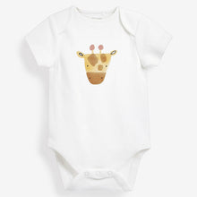 Load image into Gallery viewer, White Safari Character 5 Pack Short Sleeve Baby Bodysuits (0-2yrs)