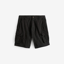 Load image into Gallery viewer, Black 100% Cotton Cargo Shorts