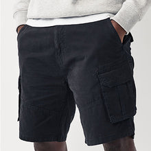 Load image into Gallery viewer, Black 100% Cotton Cargo Shorts