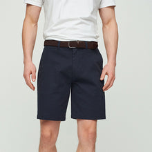 Load image into Gallery viewer, Navy Blue Print Belted Chino Shorts with Stretch