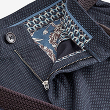 Load image into Gallery viewer, Navy Blue Print Belted Chino Shorts with Stretch