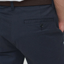 Load image into Gallery viewer, Navy Blue Print Belted Chino Shorts with Stretch