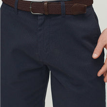 Load image into Gallery viewer, Navy Blue Print Belted Chino Shorts with Stretch