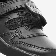 Load image into Gallery viewer, Black Standard Fit (F) Double Strap Touch Fastening School Trainers