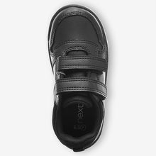 Load image into Gallery viewer, Black Standard Fit (F) Double Strap Touch Fastening School Trainers