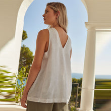 Load image into Gallery viewer, White Linen Blend V-Neck Summer Top