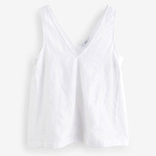 Load image into Gallery viewer, White Linen Blend V-Neck Summer Top