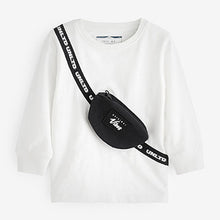 Load image into Gallery viewer, White/Black Bag Long Sleeve Applique T-Shirt (3mths-6yrs)
