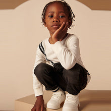 Load image into Gallery viewer, White/Black Bag Long Sleeve Applique T-Shirt (3mths-6yrs)