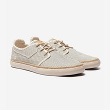 Load image into Gallery viewer, RUKKWAI Men's Tennis Shoes In Navy and Cream Striped Canvas