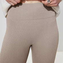 Load image into Gallery viewer, Neutral Ribbed Seamless High Waist Leggings