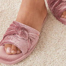 Load image into Gallery viewer, Pink Velvet Bow Slider Slippers