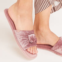 Load image into Gallery viewer, Pink Velvet Bow Slider Slippers