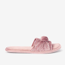 Load image into Gallery viewer, Pink Velvet Bow Slider Slippers