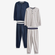 Load image into Gallery viewer, Navy Blue /Grey 2 Pack Pyjamas (3-12yrs)