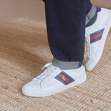 Load image into Gallery viewer, White Stripe Stag Trainers
