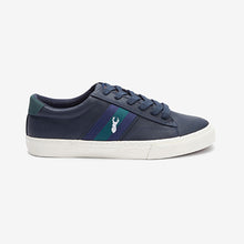 Load image into Gallery viewer, Navy Blue Stripe Stag Trainers