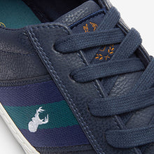 Load image into Gallery viewer, Navy Blue Stripe Stag Trainers