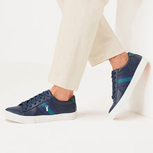 Load image into Gallery viewer, Navy Blue Stripe Stag Trainers