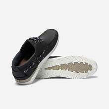 Load image into Gallery viewer, Men's Boat Shoes Soft Navy Leather