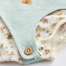 Load image into Gallery viewer, Green Duck and Floral Baby 2 Piece Woven Dungarees And Bodysuit (0mths-18mths)