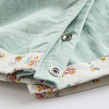 Load image into Gallery viewer, Green Duck and Floral Baby 2 Piece Woven Dungarees And Bodysuit (0mths-18mths)