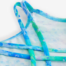 Load image into Gallery viewer, Blue/Green Tie Dye Sports Swimsuit (3-12yrs)