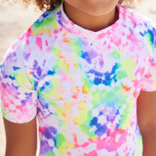 Load image into Gallery viewer, Purple Heart Tie Dye Rash Vest and Shorts Set (3-12yrs)