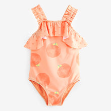 Load image into Gallery viewer, Orange Peach Ruched Strap Swimsuit (3mths-5yrs)