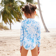 Load image into Gallery viewer, Blue Tie Dye Long Sleeved Swimsuit