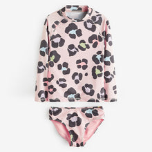 Load image into Gallery viewer, Neutral/Coral Pink Animal Sunsafe Swim 2 Piece Set (3-12yrs)