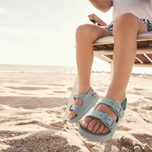 Load image into Gallery viewer, Blue Double Buckle Ankle Strap EVA Sandals