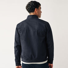 Load image into Gallery viewer, Navy Shower Resistant Check Lining Harrington Jacket