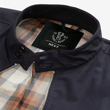 Load image into Gallery viewer, Navy Shower Resistant Check Lining Harrington Jacket