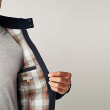 Load image into Gallery viewer, Navy Shower Resistant Check Lining Harrington Jacket