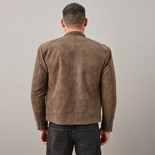 Load image into Gallery viewer, Brown Faux Leather Biker Jacket