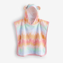 Load image into Gallery viewer, Multi Tie Dye Towelling Poncho