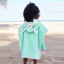 Load image into Gallery viewer, Aqua Blue 100% Cotton Towelling Poncho (9mths-10yrs)