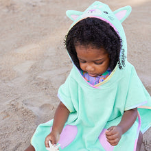 Load image into Gallery viewer, Aqua Blue 100% Cotton Towelling Poncho (9mths-10yrs)