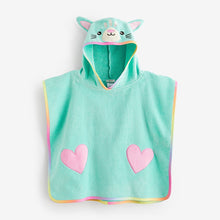 Load image into Gallery viewer, Aqua Blue 100% Cotton Towelling Poncho (9mths-10yrs)
