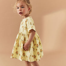 Load image into Gallery viewer, Yellow Floral Gingham Relaxed Cotton Dress (3mths-5-6yrs)