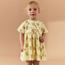 Load image into Gallery viewer, Yellow Floral Gingham Relaxed Cotton Dress (3mths-5-6yrs)