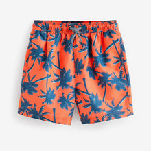 Load image into Gallery viewer, Orange Palm Tree Printed Swim Shorts (3yrs-12yrs)
