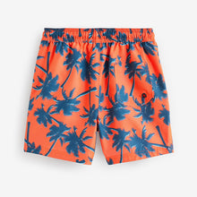 Load image into Gallery viewer, Orange Palm Tree Printed Swim Shorts (3yrs-12yrs)