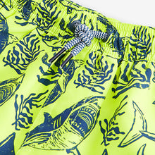 Load image into Gallery viewer, Yellow Shark Printed Swim Shorts