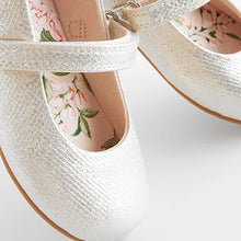 Load image into Gallery viewer, Silver Standard Fit (F) Mary Jane Touch Fastening Occasion Shoes