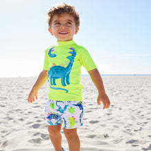 Load image into Gallery viewer, Yellow Dinosaur Sunsafe Top and Shorts Set