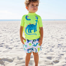 Load image into Gallery viewer, Yellow Dinosaur Sunsafe Top and Shorts Set