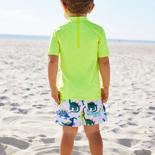 Load image into Gallery viewer, Yellow Dinosaur Sunsafe Top and Shorts Set